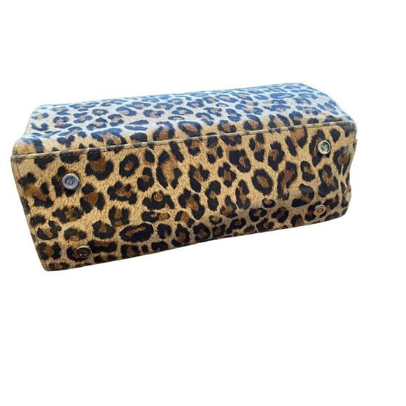 Charles Jourdan Leapord Print Structured Suede Small Tote - Picture 8 of 10